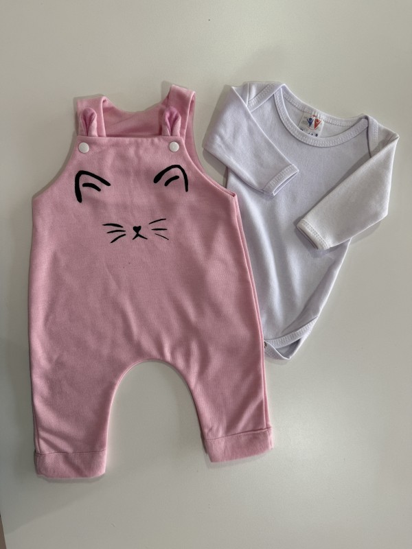 Jardineira + Body Gatinho