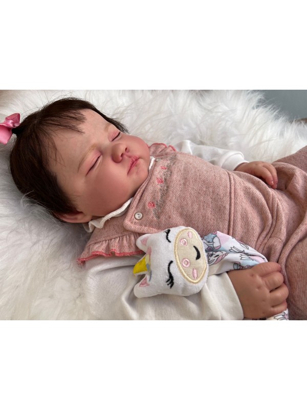 Bebê Reborn Mavie (Cabelo Castanho Escuro) - Kit Completo